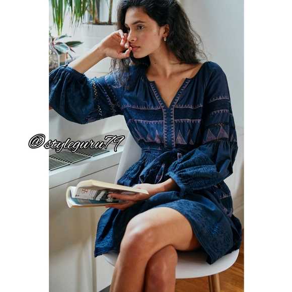 NWT, Anthropologie, Skye Embroidered Mini Dress - Picture 5 of 5